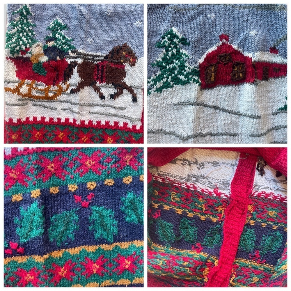 Talbots Christmas Sweater Knit Vest Red Green Size Medium Winter Holiday Novelty - Picture 7 of 10